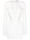 Mugler Sheer-panelled Fitted Minidress In White