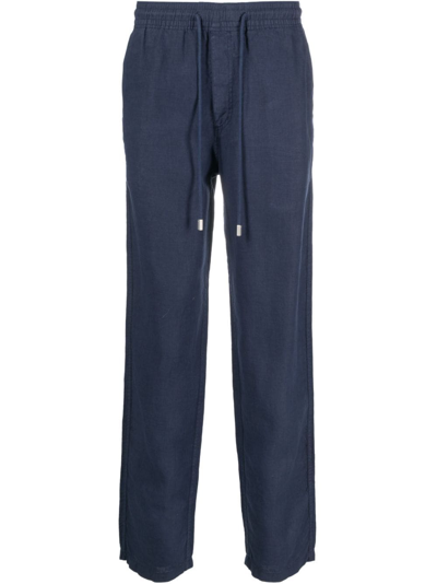 Vilebrequin Linen Pacha Drawstring Trousers In Blue