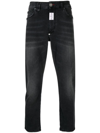 PHILIPP PLEIN LOGO-PATCH STRAIGHT-LEG JEANS