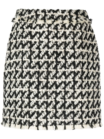 Del Core Belted-waist Tweed Mini Skirt In Neutrals