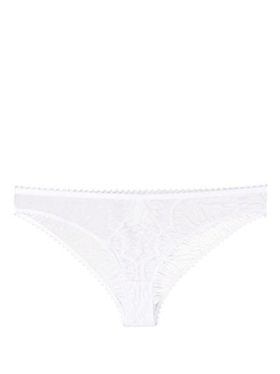 Maison Close Sheer Lace-embellished Briefs In White