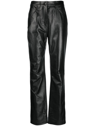 Calvin Klein Slim-fit Leather Trousers In Black