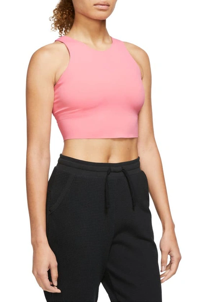 Nike Women's  Yoga Dri-fit Luxe Shelf-bra Cropped Tank Top In Coralc/ Multic