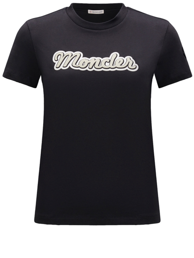 Moncler Logo-print Cotton T-shirt In Black