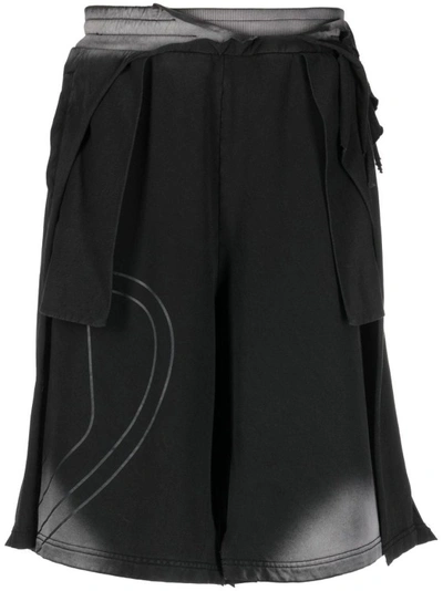 Diesel Layered Tie-dye Shorts In Black