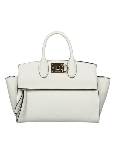 Ferragamo Studio Soft Leather Handbag In White
