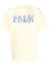 Palm Angels T-shirt Mit Flammen-print In Neutrals
