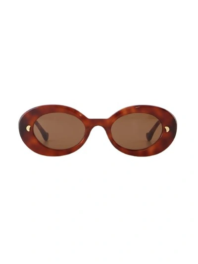 Nanushka Giva Oval Acetate Sunglasses In Brown