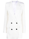 Victoria Beckham Double-breasted Wool Gabardine Jacket Dress In White
