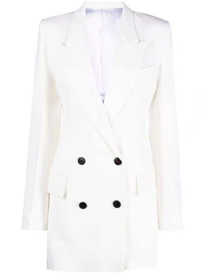 Victoria Beckham Double-breasted Wool Gabardine Jacket Dress In White