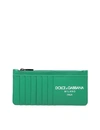 DOLCE & GABBANA CALFSKIN CARD HOLDER WITH GREEN LOGO,3b7577f9-a6fe-c6e4-c256-8fbf2092a762