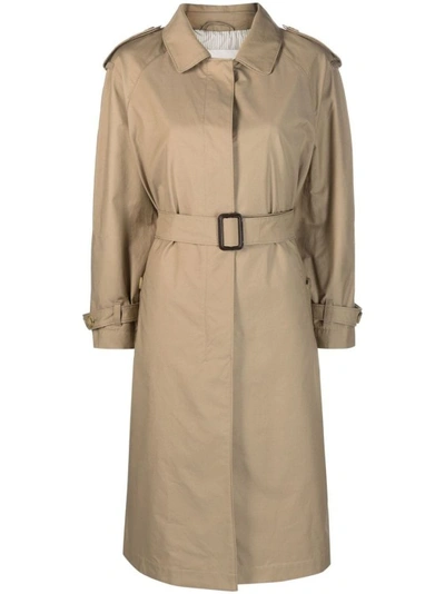 Max Mara Beige The Cube Belted Trench Coat In Sabbia