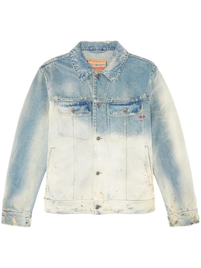 Diesel D-barcy Buttoned Denim Jacket In Blue