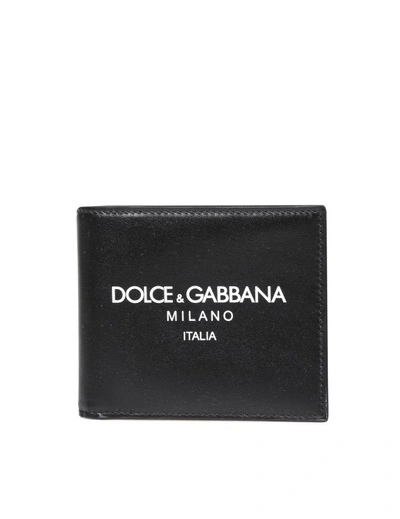 Dolce & Gabbana Logo-print Leather Wallet In Black