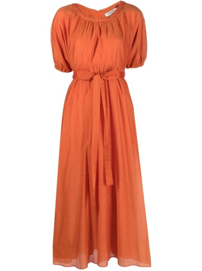 Max Mara Tie-waist Midi Dress In Orange