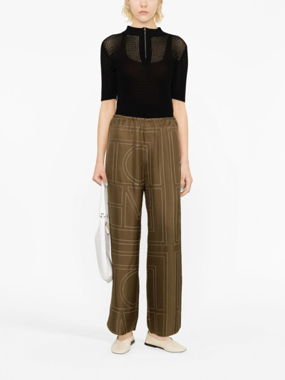 Totême Monogram Silk Pj Bottoms Mocha