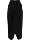 Y'S BUCKLED-CUFFS CROPPED TROUSERS
