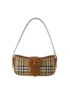 Burberry Canvas Sling Shoulder Bag With Checkered Pattern In Brown