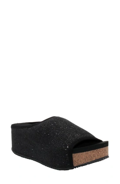 Volatile Festina Platform Slide Sandal In Black Fabric