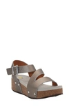 Volatile Biloxi Platform Wedge Sandal In Pewter Metallic Faux Leather