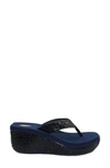 Volatile Frappachino Wedge Flip Flop In Navy Croco