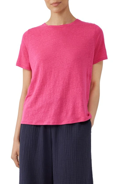 Eileen Fisher Organic Linen Crewneck T-shirt In Geranium