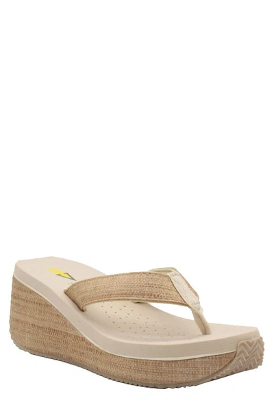 Volatile Bahama Platform Wedge Flip Flop In Bone