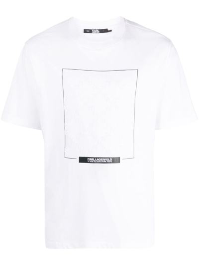 Karl Lagerfeld T-shirt Aus Bio-baumwolle Mit Print In White