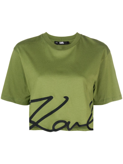 Karl Lagerfeld T-shirt Aus Bio-baumwolle In Green