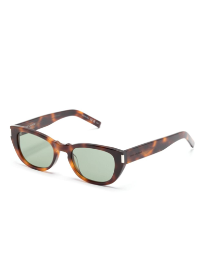 Saint Laurent Tortoiseshell-effect Square Sunglasses In Brown