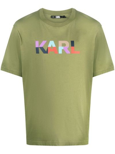Karl Lagerfeld T-shirt Aus Bio-baumwolle Mit Print In Green