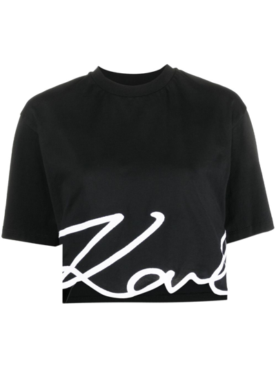 Karl Lagerfeld T-shirt Aus Bio-baumwolle In Black