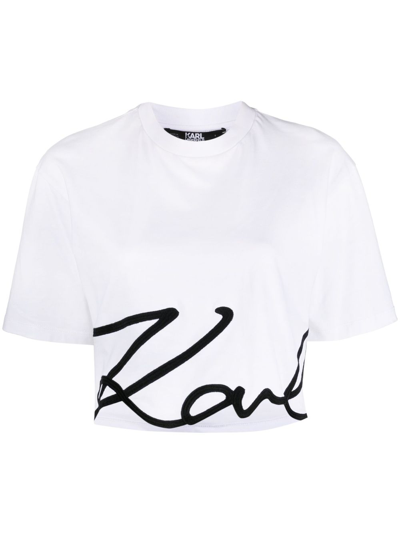 Karl Lagerfeld T-shirt Aus Bio-baumwolle In White