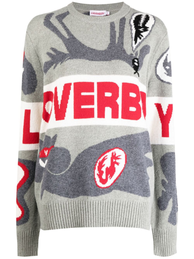 Charles Jeffrey Loverboy Crew-neck Intarsia-knit Jumper In Grey