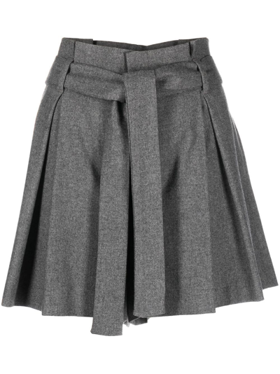 Red Valentino High-waisted Pleated Shorts In Grau