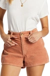 Billabong Free Fall Stretch Cotton Corduroy Shorts In Rose Dawn