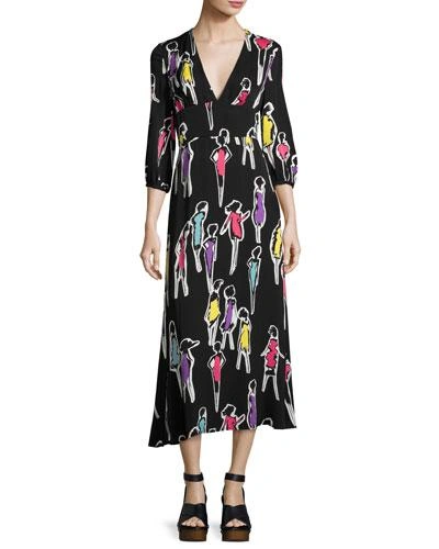 Boutique Moschino Printed Long Dress In Black Multi