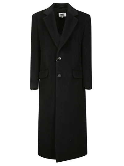 Mm6 Maison Margiela Single-breasted Virgin-wool-mohair Blend Coat In Black