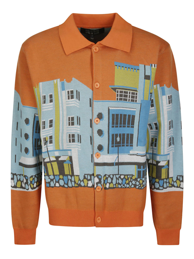 Billionaire Boys Club Mens Orange Hotel Graphic-intarsia Cotton And Wool-blend Cardigan