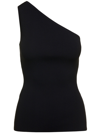 Totême One-shoulder Ribbed-knit Top In Black