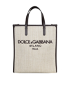 DOLCE & GABBANA SMALL SHOPPING BAG IN CANVAS WITH D&G MILANO LOGO