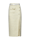Self-portrait Midi Skirt In Bouclé In Yellow