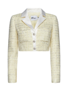 Self-portrait Self Portrait Boucle Cropped Jacket In Yellow