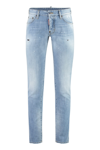 Dsquared2 Distressed Five-pocket Cotton Stretch Jeans In Denim