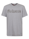 Alexander Mcqueen Mcqueen Graffiti T-shirt In Dove Grey