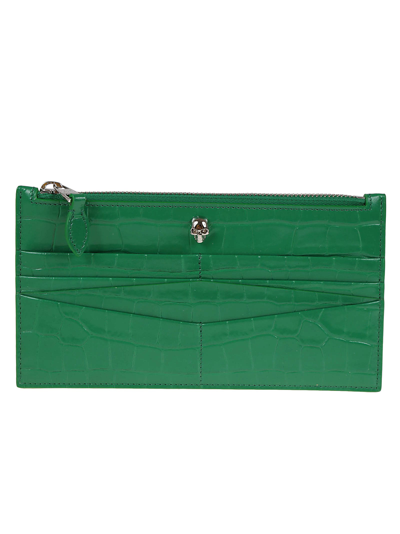 Alexander Mcqueen Flat Zip Wallet W/cc In Bright Green