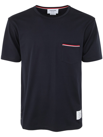Thom Browne Navy Pocket T-shirt In Multi-colored