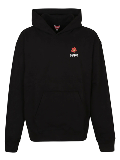 Kenzo Logo Embroidered Hoodie In Black