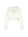 Off-white Faux-pearl Embellished Cropped Hoodie In Beige Black