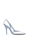 Attico Venus Chrome Pvc And Suede Pumps In Light Blue